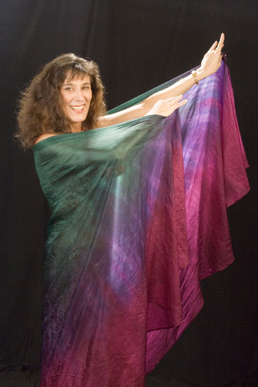 Daleela dancing with a silk veil